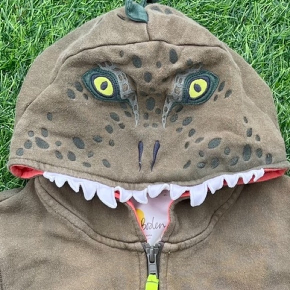 Mini Boden Dino Hoodie size 6-7y Preowned unisex tiny marks from wear and tear - Picture 4 of 5